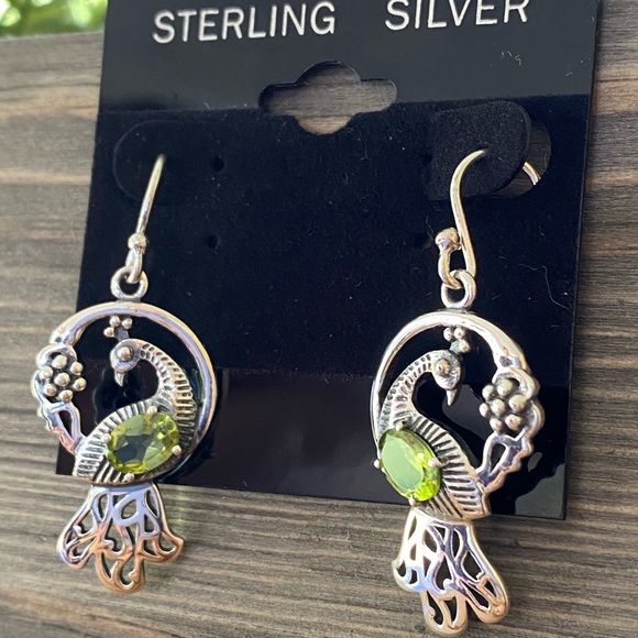 NEW Sterling Silver and Gemstone Peacock Earrings - Picture 7 of 8